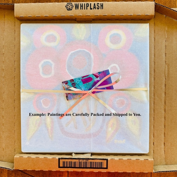 Original Floral Painting: Abstract Flowers in Vase 12" x 12" Wood Panel  OOAK - Picture 6 of 6